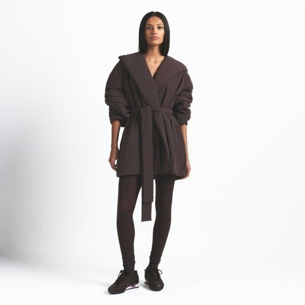 NWOT‎ SKIMS x Nike Woven Nylon Cozy Wrap Coat Phoenix Belted Hooded Oversized S